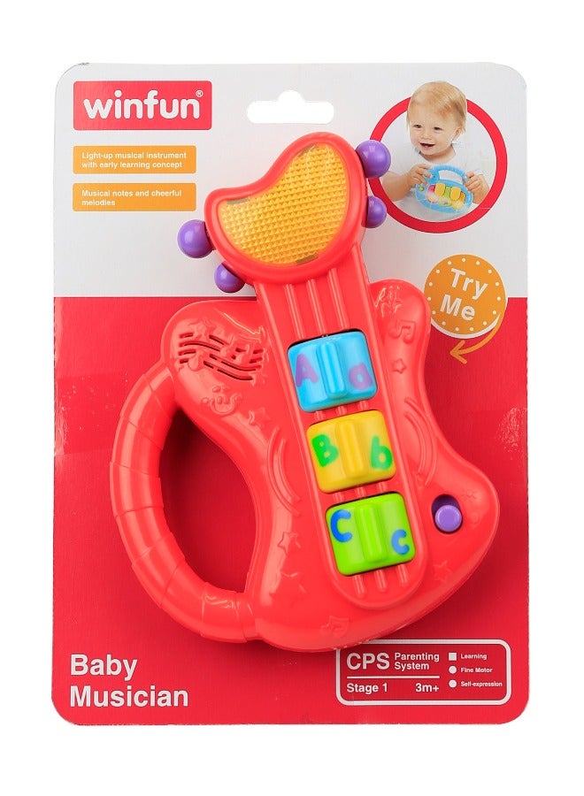 WinFun جيتار موسيقي للأطفال من وينفون - جيتار مضيء مع أغاني وإيقاعات وتأثيرات صوتية | آلة موسيقية ملونة مع ألحان وأصوات تجريبية | لعبة موسيقية تعليمية مع أصوات حيوانات | للأطفال من عمر 3 أشهر وما فوق - Image 2